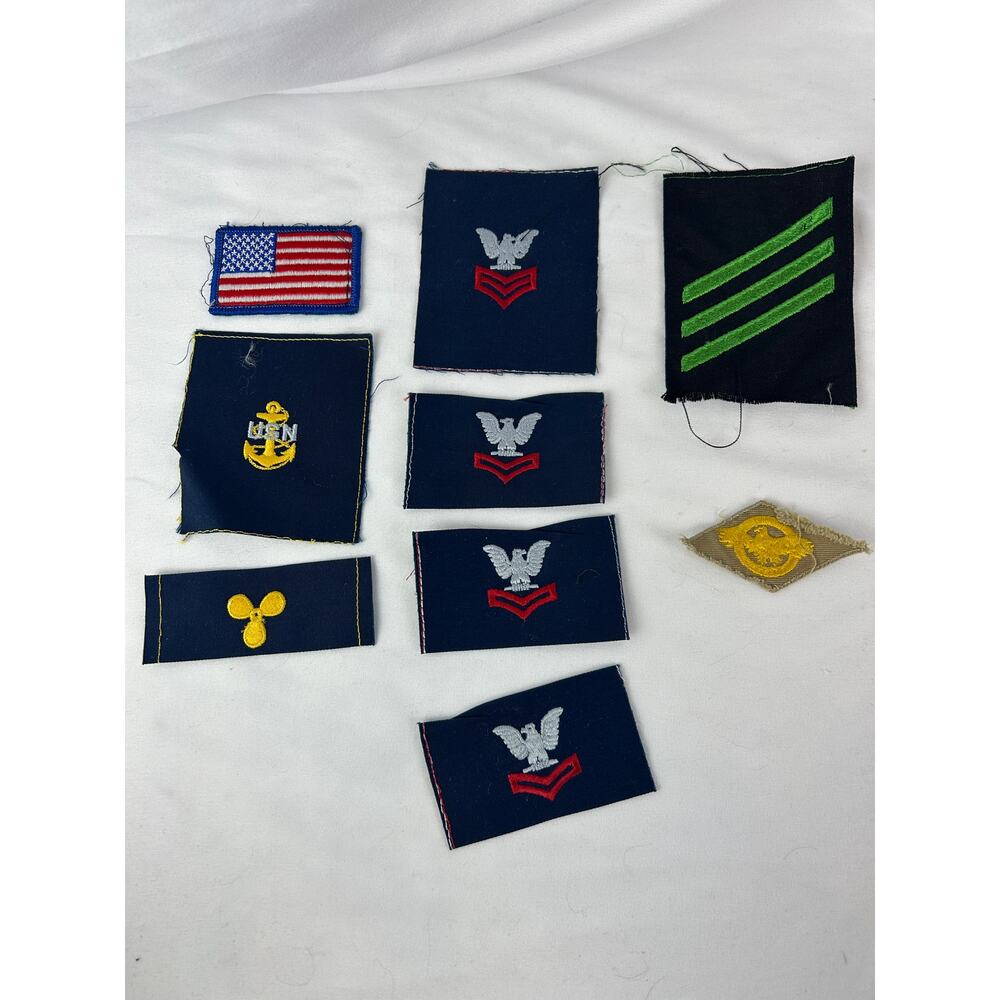 Vintage US Navy Patch Lot Rating Badges Name Tape Insignia 7pc